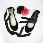 Ballet Flats Shoes in Black Italian Leather With Satin Ribbon, Elehandmade Ballerina Shoes