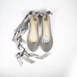 Ballet Flats Ballerinas Shoes With Satin Ribbon in Pearl Gray Italian Leather, Low Heel Bridal Pumps, elehandmade