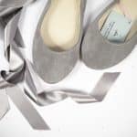 Ballet Flats Ballerinas Shoes With Satin Ribbon in Pearl Gray Italian Leather, Low Heel Bridal Pumps, elehandmade