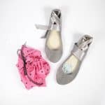 Ballet Flats Ballerinas Shoes With Satin Ribbon in Pearl Gray Italian Leather, Low Heel Bridal Pumps, elehandmade