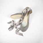 Ballet Flats Ballerinas Shoes With Satin Ribbon in Pearl Gray Italian Leather, Low Heel Bridal Pumps, elehandmade
