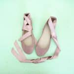 Bridal Ballerina Style Shoes in Rose Quartz Italian Leather with Satin Ribbons, Elehandmade Shoes
