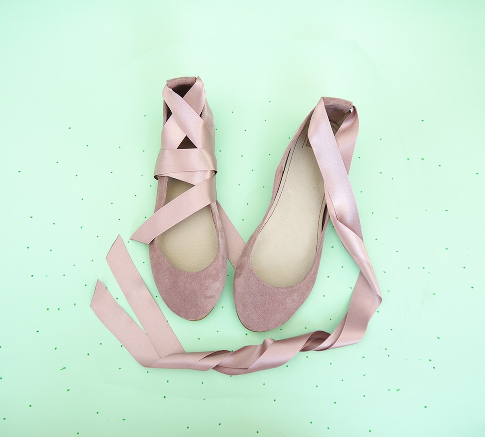 Bridal Ballerina Style Shoes in Rose Quartz Italian Leather with Satin Ribbons, Elehandmade Shoes