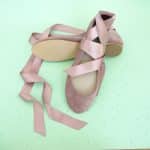 Bridal Ballerina Style Shoes in Rose Quartz Italian Leather with Satin Ribbons, Elehandmade Shoes