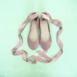 Bridal Ballerina Style Shoes in Rose Quartz Italian Leather with Satin Ribbons, Elehandmade Shoes