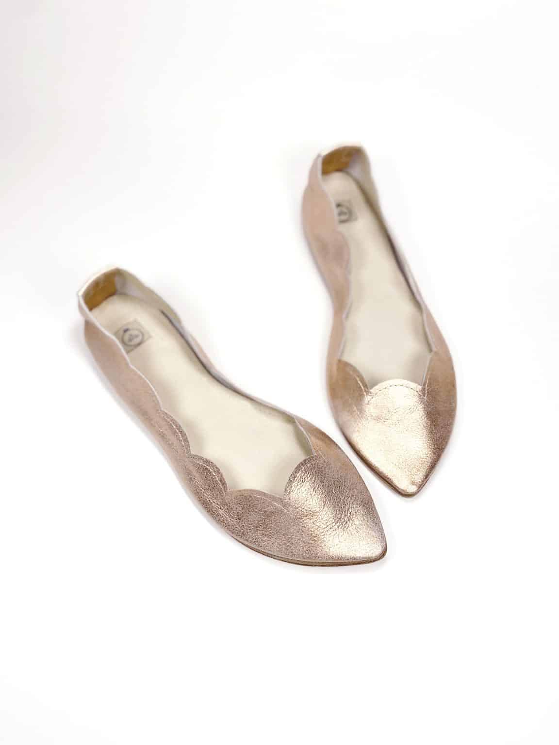 Rose Gold Bridal Flats, low heel elegant pumps, Handmade Italian Leather Shoes, elehandmade shoes