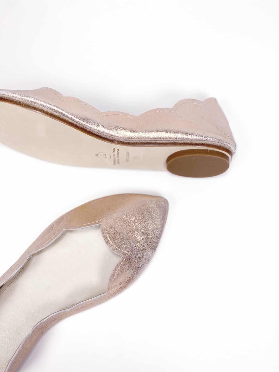 Rose Gold Bridal Flats, low heel elegant pumps, Handmade Italian Leather Shoes, elehandmade shoes