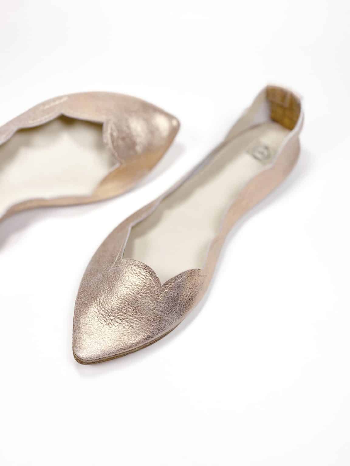 Rose Gold Bridal Flats, low heel elegant pumps, Handmade Italian Leather Shoes, elehandmade shoes