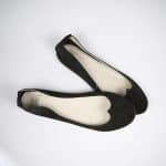 Ballet Flat Shoes in Black Soft Leather with Heart Shape, Elehandmade Shoes