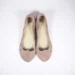Ballet Flat Shoes in Blush Soft Leather with Heart Shape, Elehandmade Shoes