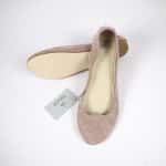 Ballet Flat Shoes in Blush Soft Leather with Heart Shape, Elehandmade Shoes