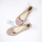 Ballet Flat Shoes in Blush Soft Leather with Heart Shape, Elehandmade Shoes