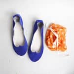 Ballet Flat Shoes in Blue Soft Leather with Heart Shape, Elehandmade Shoes