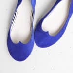 Ballet Flat Shoes in Blue Soft Leather with Heart Shape, Elehandmade Shoes