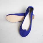 Ballet Flat Shoes in Blue Soft Leather with Heart Shape, Elehandmade Shoes
