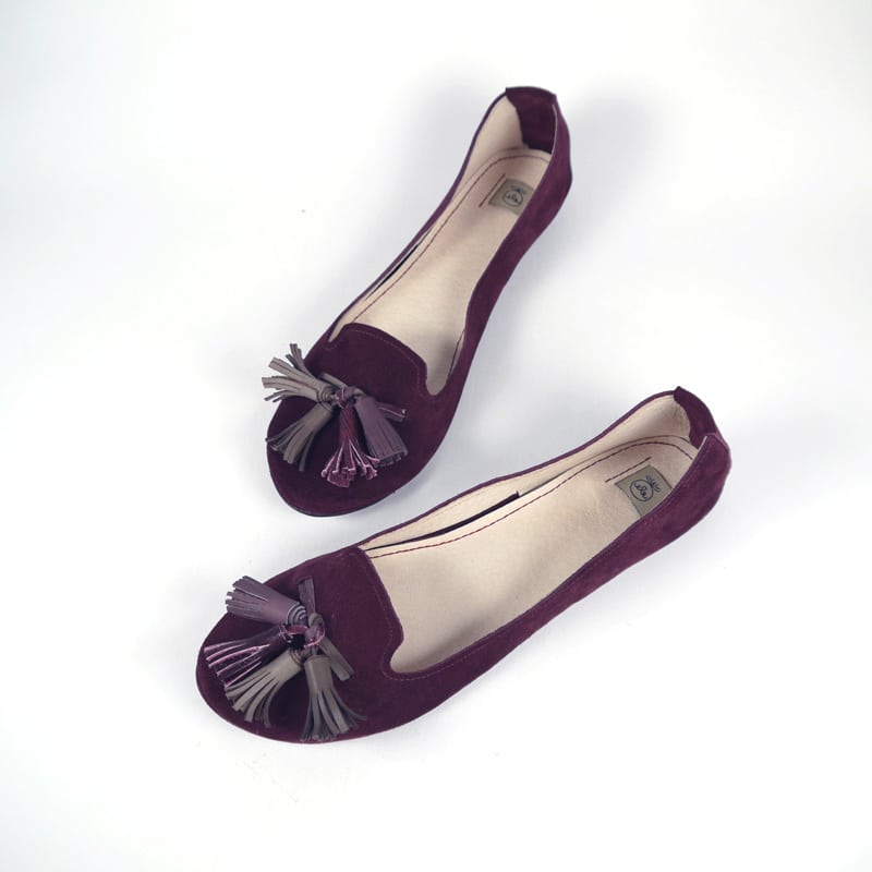 Loafers Shoes in Burgundy Oxblood Bordeaux Wine Suede, Handmade Leather Slip on Shoes