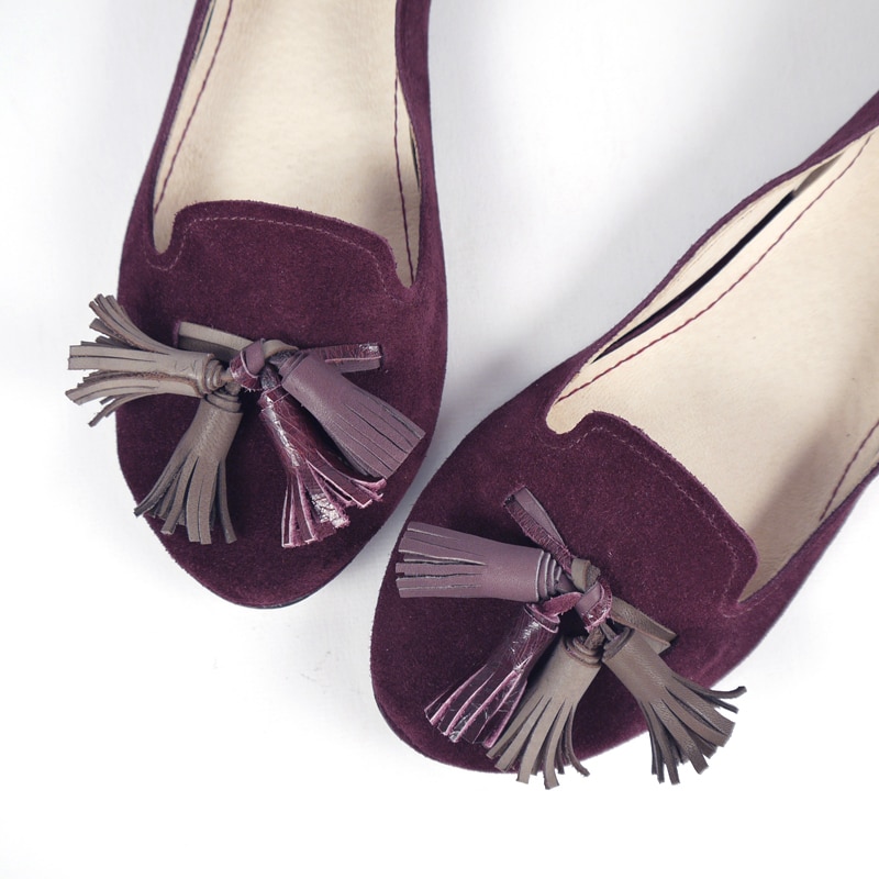 Loafers Shoes in Burgundy Oxblood Bordeaux Wine Suede, Handmade Leather Slip on Shoes