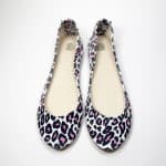 Round Ballet Flats Shoes in Leopard Print Italian Leather, Ele Handmade Slippers