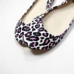 Round Ballet Flats Shoes in Leopard Print Italian Leather, Ele Handmade Slippers