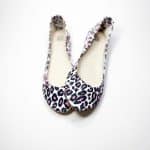 Round Ballet Flats Shoes in Leopard Print Italian Leather, Ele Handmade Slippers