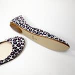 Round Ballet Flats Shoes in Leopard Print Italian Leather, Ele Handmade Slippers