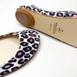 Round Ballet Flats Shoes in Leopard Print Italian Leather, Ele Handmade Slippers