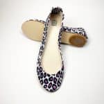 Round Ballet Flats Shoes in Leopard Print Italian Leather, Ele Handmade Slippers