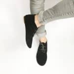 Desert Ankle Boots in Black Italian Leather, Handmade Laced Booties, Elehandmade