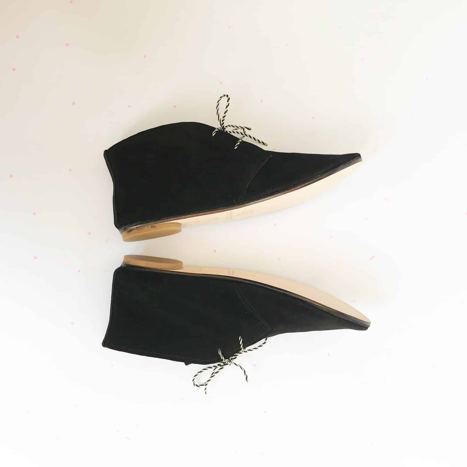 Desert Ankle Boots in Black Italian Leather, Handmade Laced Booties, Elehandmade