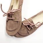 Handmade women's suede boat shoes in dusty rose taupe Italian leather