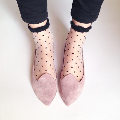 POINTY LOAFERS in OLD PINK SOFT LEATHER Chic and super comfortable pointed toe loafers. Upper in buttery old pink Italian suede leather. Low heel and leather soles.