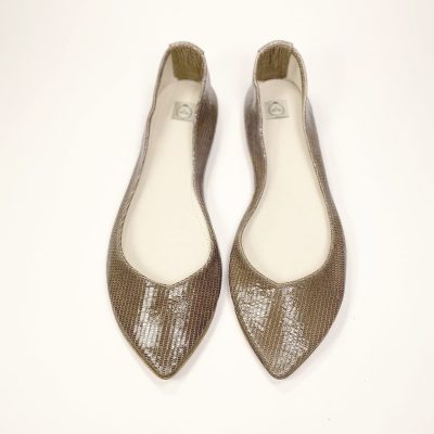 Pointed ballet flats in taupe snakeskin-effect Italian leather – elehandmade shoes