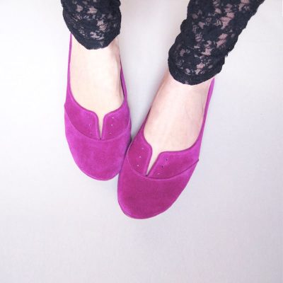 Oxfords Shoes in Cyclamen Pink Italian Soft Leather, Elehandmade Flats Shoes